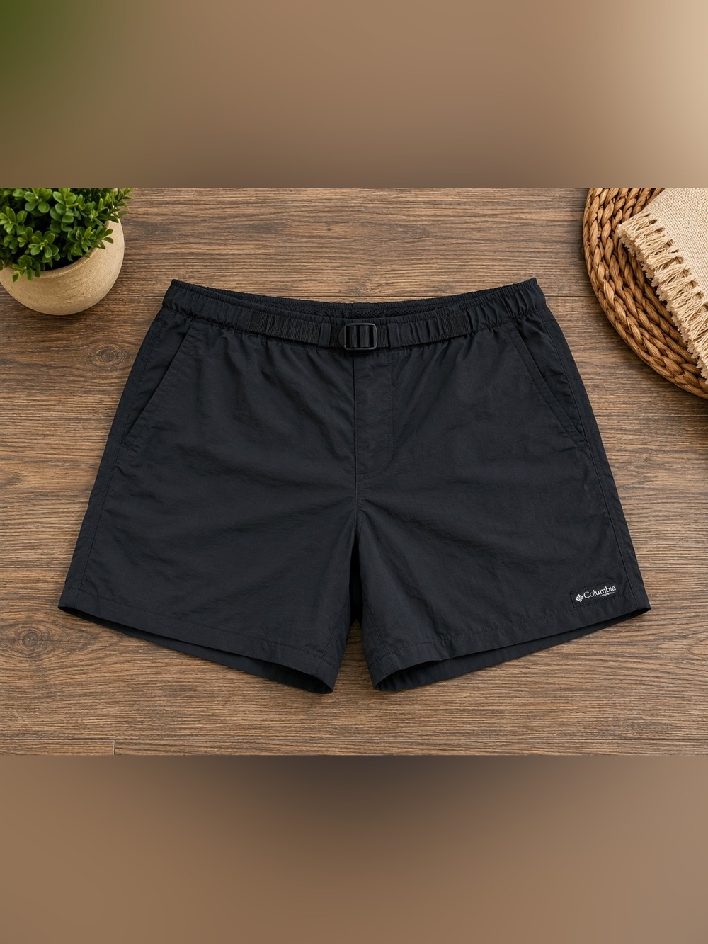 Columbia Black Elastic Waist Outdoor Shorts